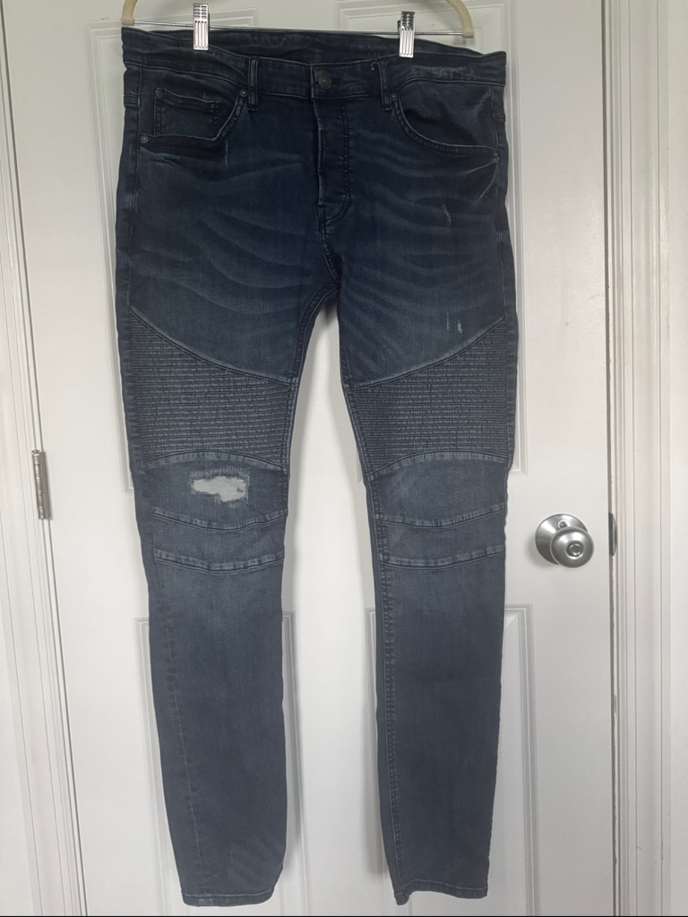 H&M Divided Men’s Skinny Moto Biker Jeans - Dark Wash 36/34